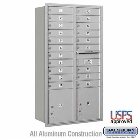 Salsbury Industries 3716D-20ARU-20-RU 4C Horizontal Maximum Height Mailbox Rear Loading USPS Access Aluminum