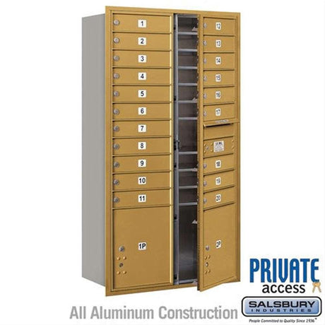 Salsbury Industries 3716D-20GFP-20-FP 4C Horizontal Maximum Height Mailbox Front Loading Private Access Gold