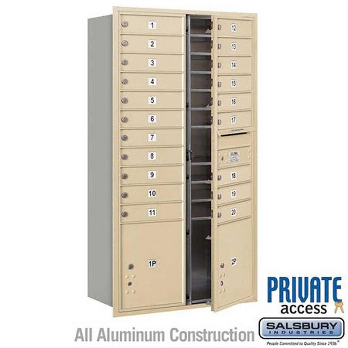 Salsbury Industries 3716D-20SFP-20-FP 4C Horizontal Maximum Height Mailbox Front Loading Private Access Sandstone