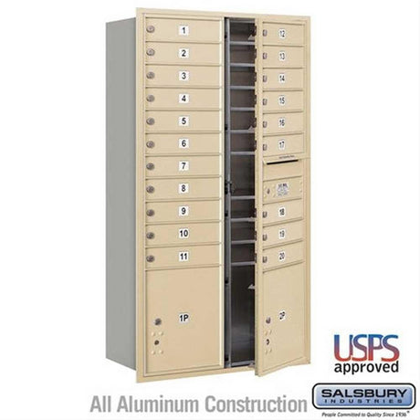 Salsbury Industries 3716D-20SFU-20-FU 4C Horizontal Maximum Height Mailbox Front Loading USPS Access Sandstone