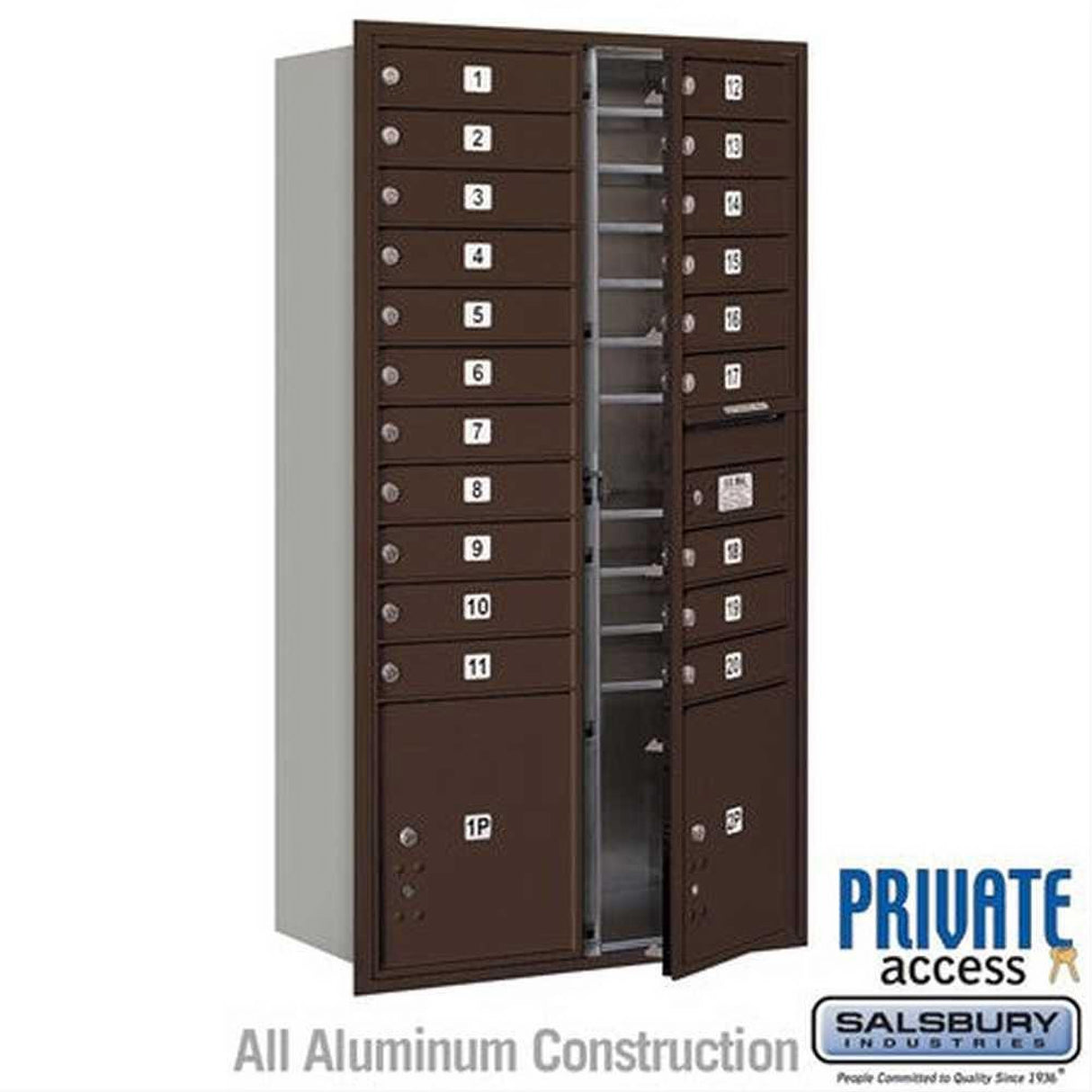 Salsbury Industries 3716D-20ZFP-20-FP 4C Horizontal Maximum Height Mailbox Front Loading Private Access Bronze