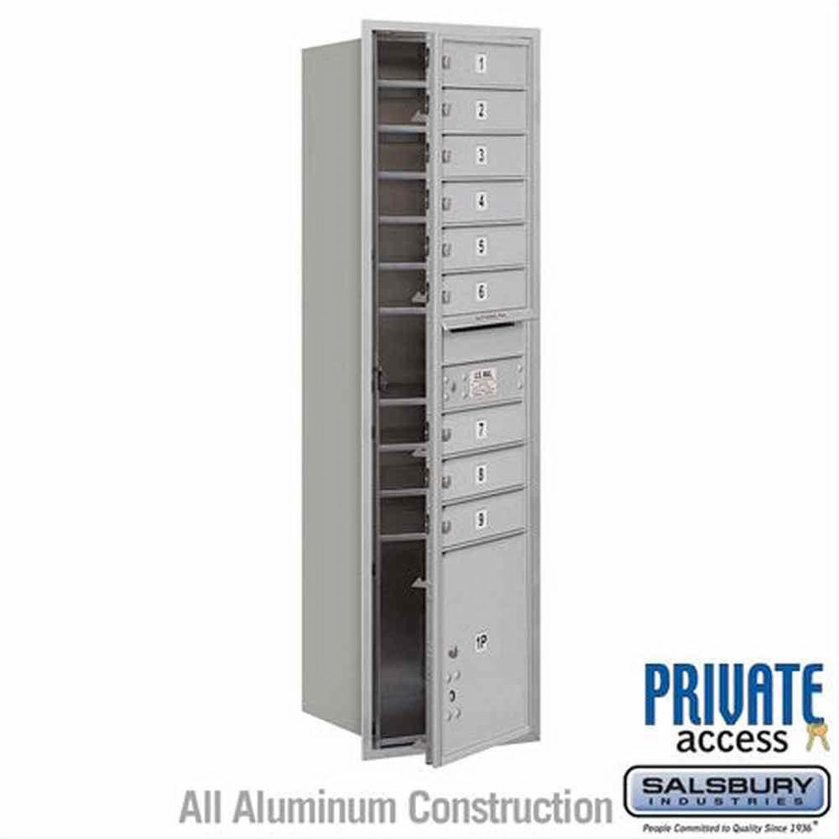 Salsbury Industries 3716S-09AFP-09-FP 4C Horizontal Maximum Height Mailbox Front Loading Private Access Aluminum