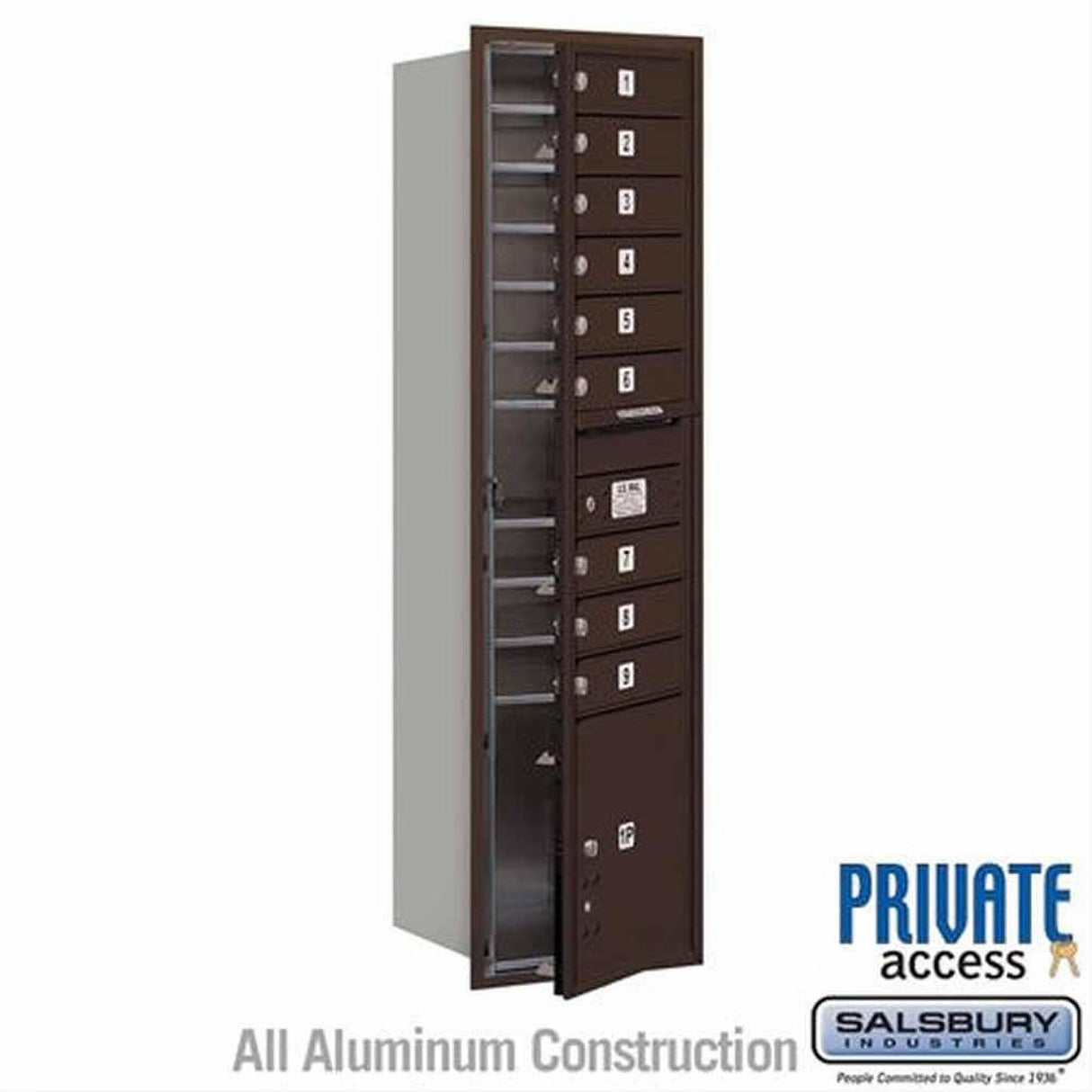 Salsbury Industries 3716S-09ZFP-09-FP 4C Horizontal Maximum Height Mailbox Front Loading Private Access Bronze