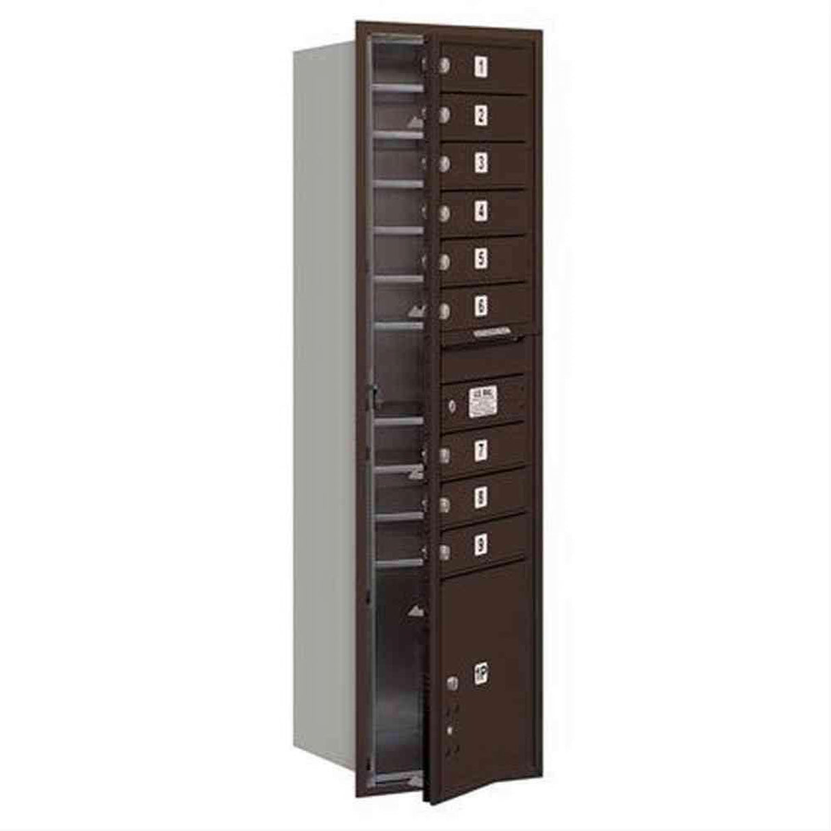 Salsbury Industries 3716S-09ZFU-09-FU 4C Horizontal Maximum Height Mailbox Front Loading USPS Access Bronze