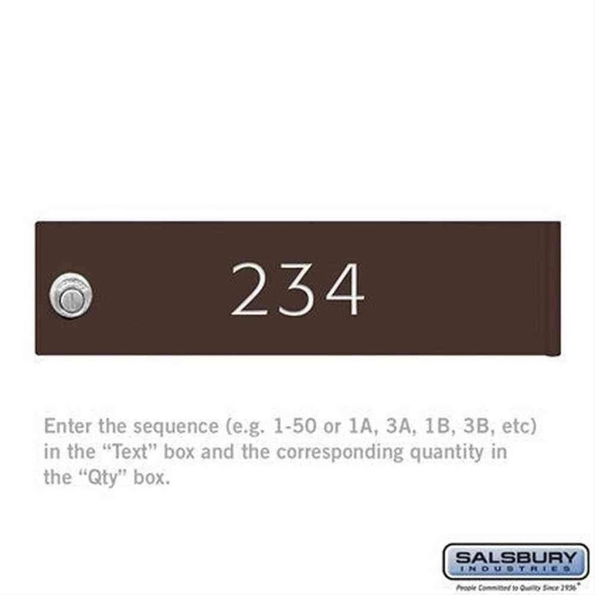Salsbury Industries 3768BRZ Salsbury Custom Door Engraving for 4C Horizontal Mailboxs Bronze