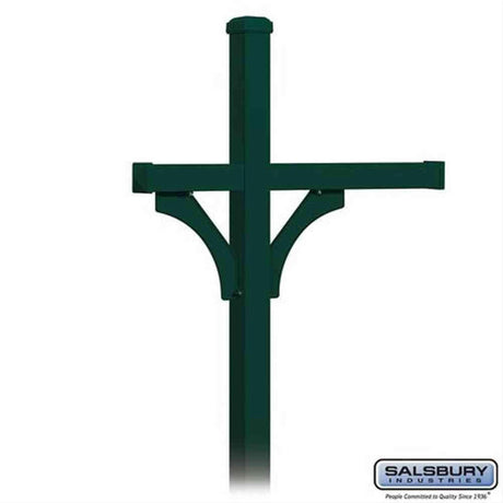 Salsbury Industries 4373GRN 4373 Deluxe Post 2 Sided In Ground Mounted for 3 Roadside Mailboxes Green