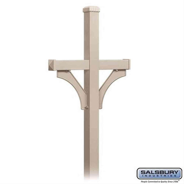Salsbury Industries 4872BGE 4872 Deluxe Mailbox Post 2 Sided for 2 Mailboxes In Ground Mounted Beige