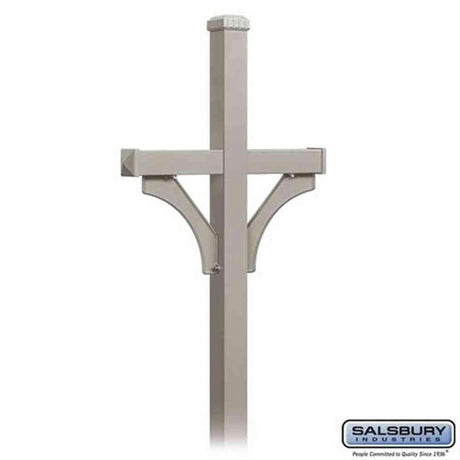 Salsbury Industries 4872NIC 4872 Deluxe Mailbox Post 2 Sided for 2 Mailboxes In Ground Mounted Nickel