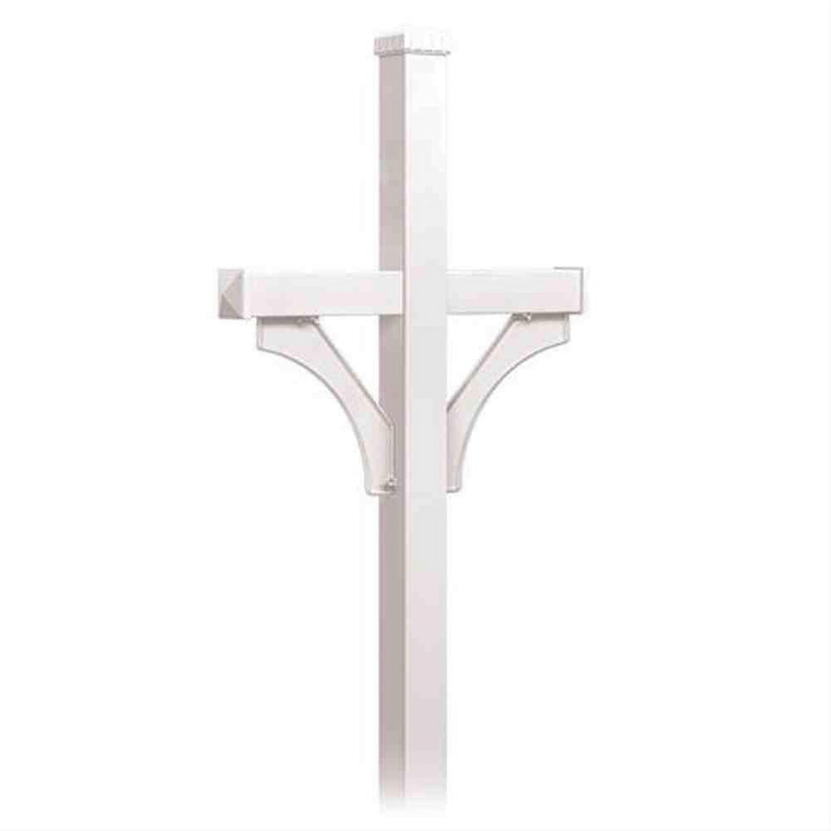 Salsbury Industries 4872WHT 4872 Deluxe Mailbox Post 2 Sided for 2 Mailboxes In Ground Mounted White