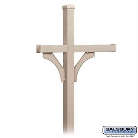 Salsbury Industries 4873BGE 4873 Deluxe Mailbox Post 2 Sided for 3 Mailboxes In Ground Mounted Beige
