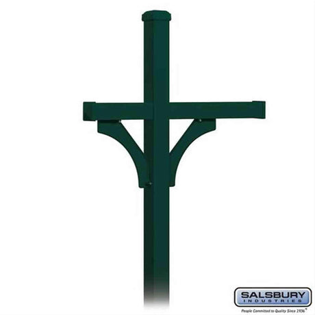 Salsbury Industries 4873GRN 4873 Deluxe Mailbox Post 2 Sided for 3 Mailboxes In Ground Mounted Green