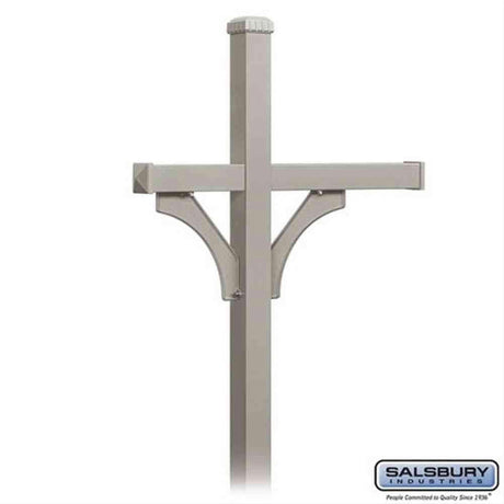 Salsbury Industries 4873NIC 4873 Deluxe Mailbox Post 2 Sided for 3 Mailboxes In Ground Mounted Nickel