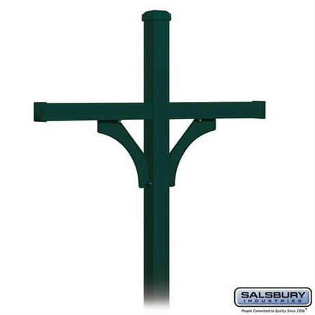 Salsbury Industries 4874GRN 4874 Deluxe Mailbox Post 2 Sided for 4 Mailboxes In Ground Mounted Green