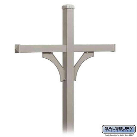 Salsbury Industries 4874NIC 4874 Deluxe Mailbox Post 2 Sided for 4 Mailboxes In Ground Mounted Nickel