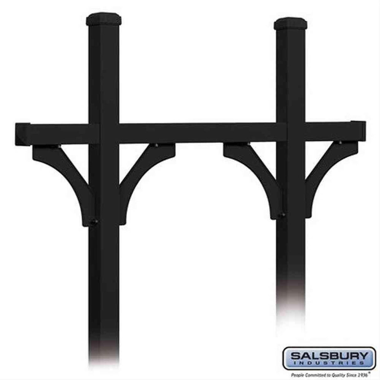 Salsbury Industries 4875BLK 4875 Deluxe Mailbox Post Bridge Style for 5 Mailboxes In Ground Mounted Black