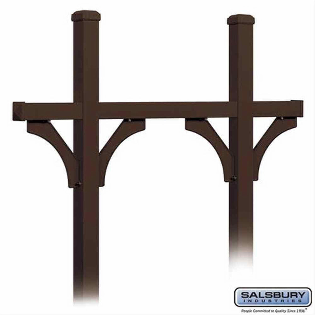 Salsbury Industries 4875BRZ 4875 Deluxe Mailbox Post Bridge Style for 5 Mailboxes In Ground Mounted Bronze