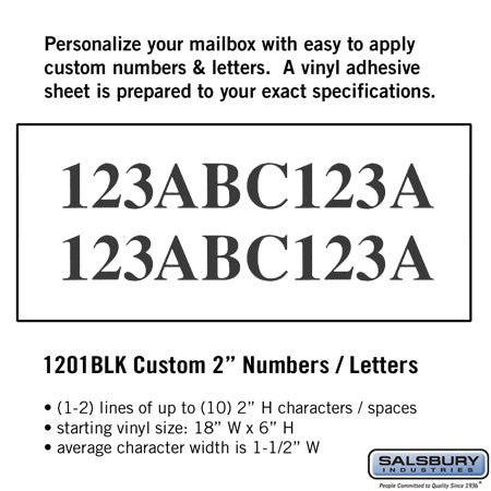 Salsbury Industries 1201BLK custom numbers, additional view