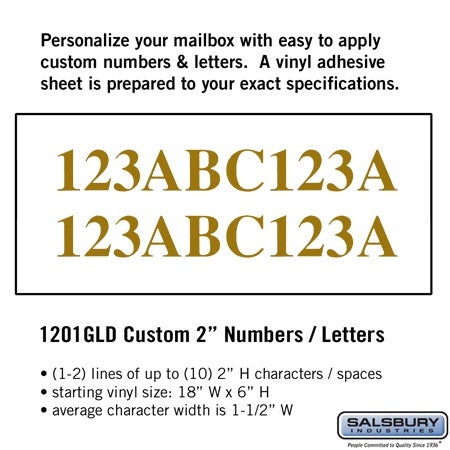 Salsbury Industries 1201GLD custom numbers, additional view