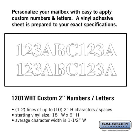 Salsbury Industries 1201WHT custom numbers, additional view