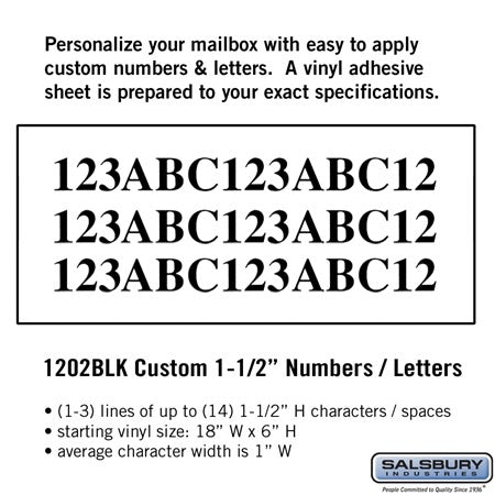 Salsbury Industries 1202BLK custom numbers, additional view