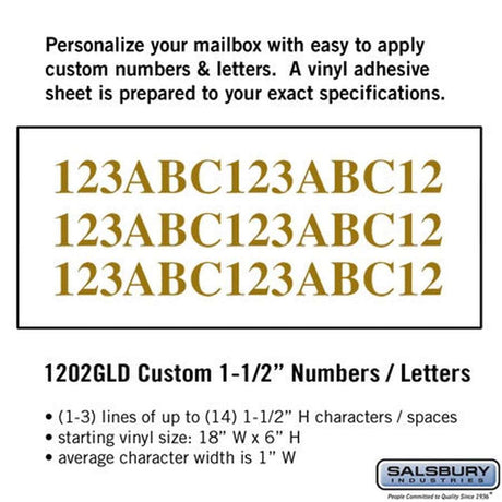 Salsbury Industries 1202GLD gold vinyl custom numbers