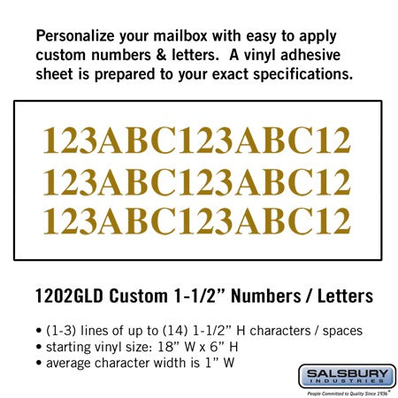 Salsbury Industries 1202GLD custom numbers, additional view