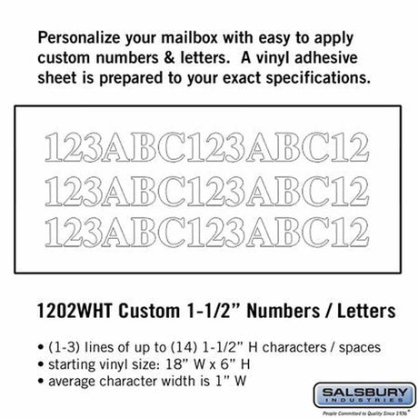 Salsbury Industries 1202WHT white vinyl custom numbers