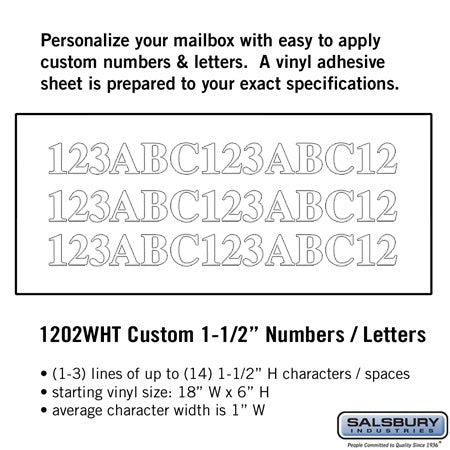 Salsbury Industries 1202WHT custom numbers, additional view