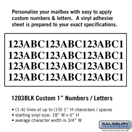 Salsbury Industries 1203BLK custom numbers, additional view