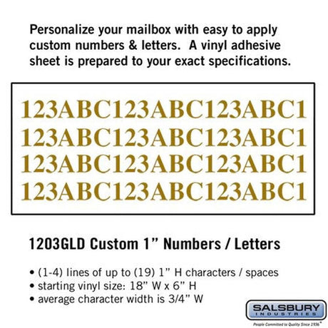 Salsbury Industries 1203GLD gold vinyl custom numbers