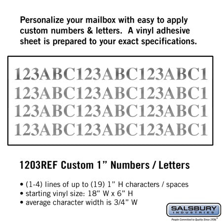 Salsbury Industries 1203REF custom numbers, additional view