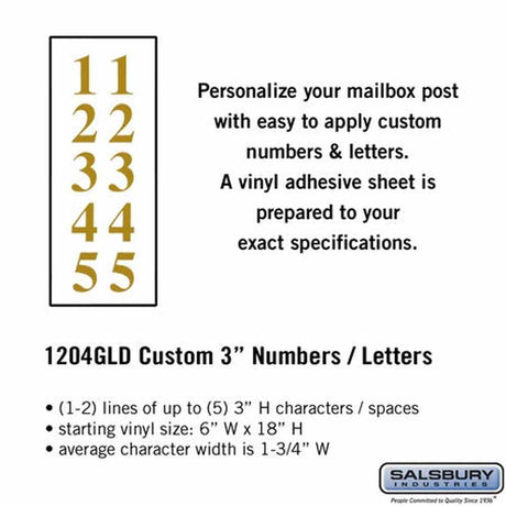 Salsbury Industries 1204GLD gold vinyl custom numbers