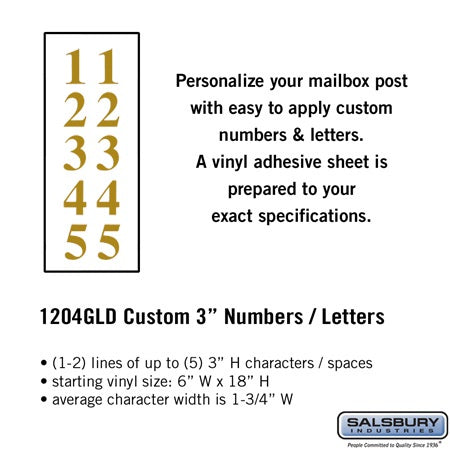 Salsbury Industries 1204GLD custom numbers in satin stainless, additional view