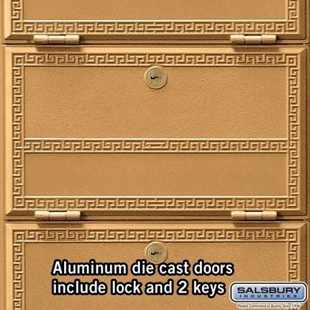 Salsbury Industries 2108RL americana mailbox in polished brass, additional view