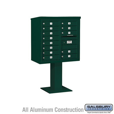 Salsbury Industries 3408D-13GRN green pedestal mailbox
