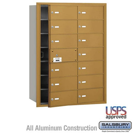 Salsbury Industries 3614GFU gold horizontal mailbox usps access