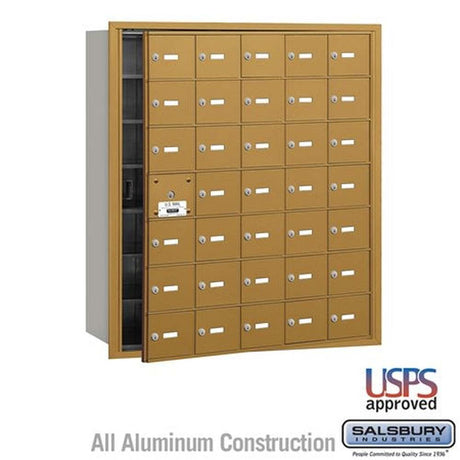 Salsbury Industries 3635GFU gold horizontal mailbox usps access