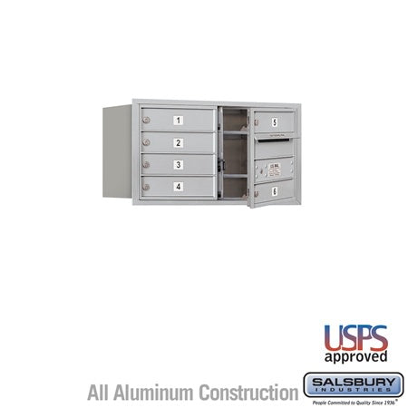 Salsbury Industries 3704D-06AFU-06-FU 4C Horizontal Mailbox 4 Door High Front Loading USPS Access Aluminum