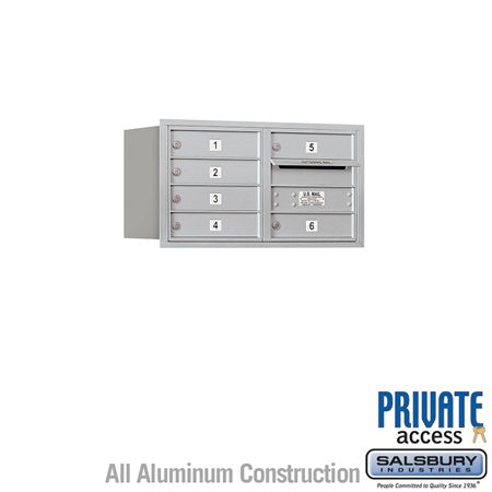 Salsbury Industries 3704D-06ARP-06-RP 4C Horizontal Mailbox 4 Door High Rear Loading Private Access Aluminum