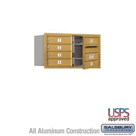 Salsbury Industries 3704D-06GFU-06-FU 4C Horizontal Mailbox 4 Door High Front Loading USPS Access Gold