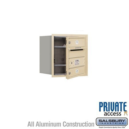 Salsbury Industries 3704S-02SFP-02-FP 4C Horizontal Mailbox 4 Door High Front Loading Private Access Sandstone