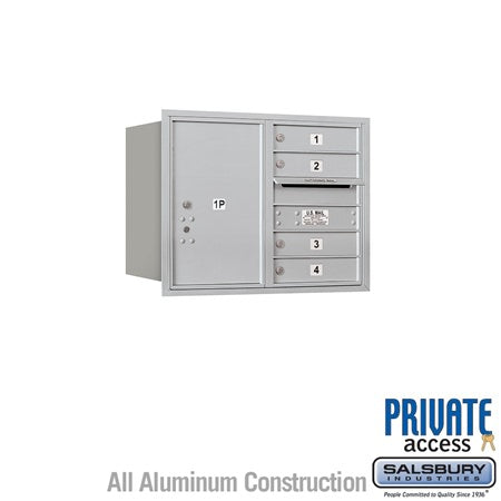 Salsbury Industries 3706D-04ARP-04-RP 4C Horizontal Mailbox 6 Door High Rear Loading Private Access Aluminum