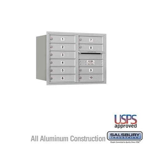 Salsbury Industries 3706D-10ARU aluminum horizontal mailbox usps access