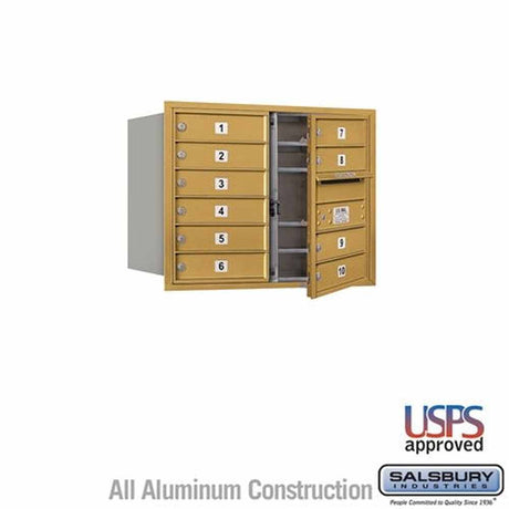 Salsbury Industries 3706D-10GFU gold horizontal mailbox usps access
