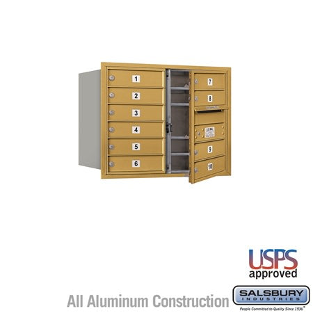 Salsbury Industries 3706D-10GFU gold horizontal mailbox usps access