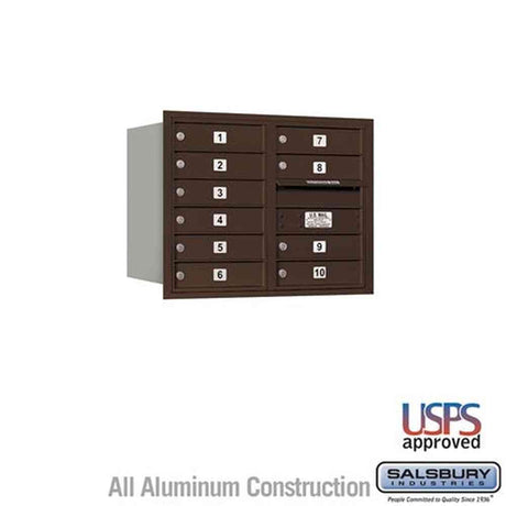Salsbury Industries 3706D-10ZRU bronze horizontal mailbox usps access