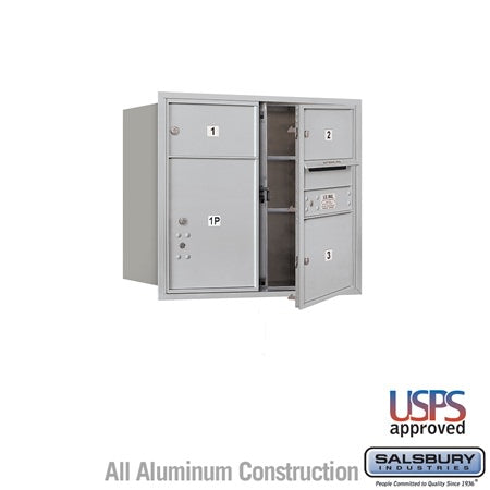 Salsbury Industries 3707D-03AFU-03-FU 4C Horizontal Mailbox 7 Door High Front Loading USPS Access Aluminum