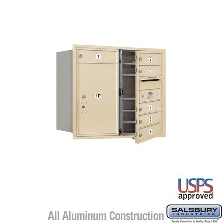 Salsbury Industries 3707D-06SFU sandstone horizontal mailbox usps access