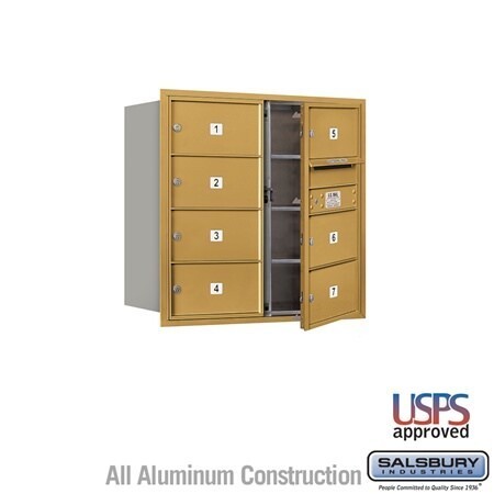 Salsbury Industries 3708D-07GFU-07-FU 4C Horizontal Mailbox 8 Door High Front Loading USPS Access Gold