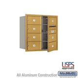 Salsbury Industries 3708D-07GFU-07-FU 4C Horizontal Mailbox 8 Door High Front Loading USPS Access Gold